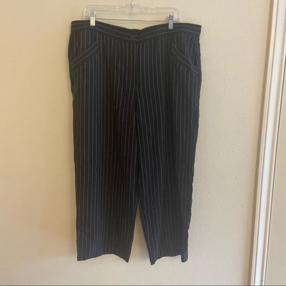 Eileen Fisher NEW Woven Striped Wide Leg Crop Pant - Picture 2 of 9